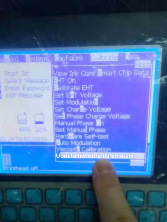 Update Videojet Ink Parameter Step 1